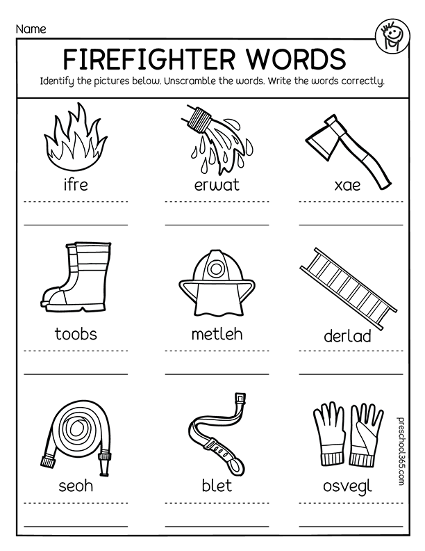 Free and Fun fire safety activities for Kindergarten and first graders