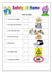 Safety at Home - ESL worksheet by Rosi Noor