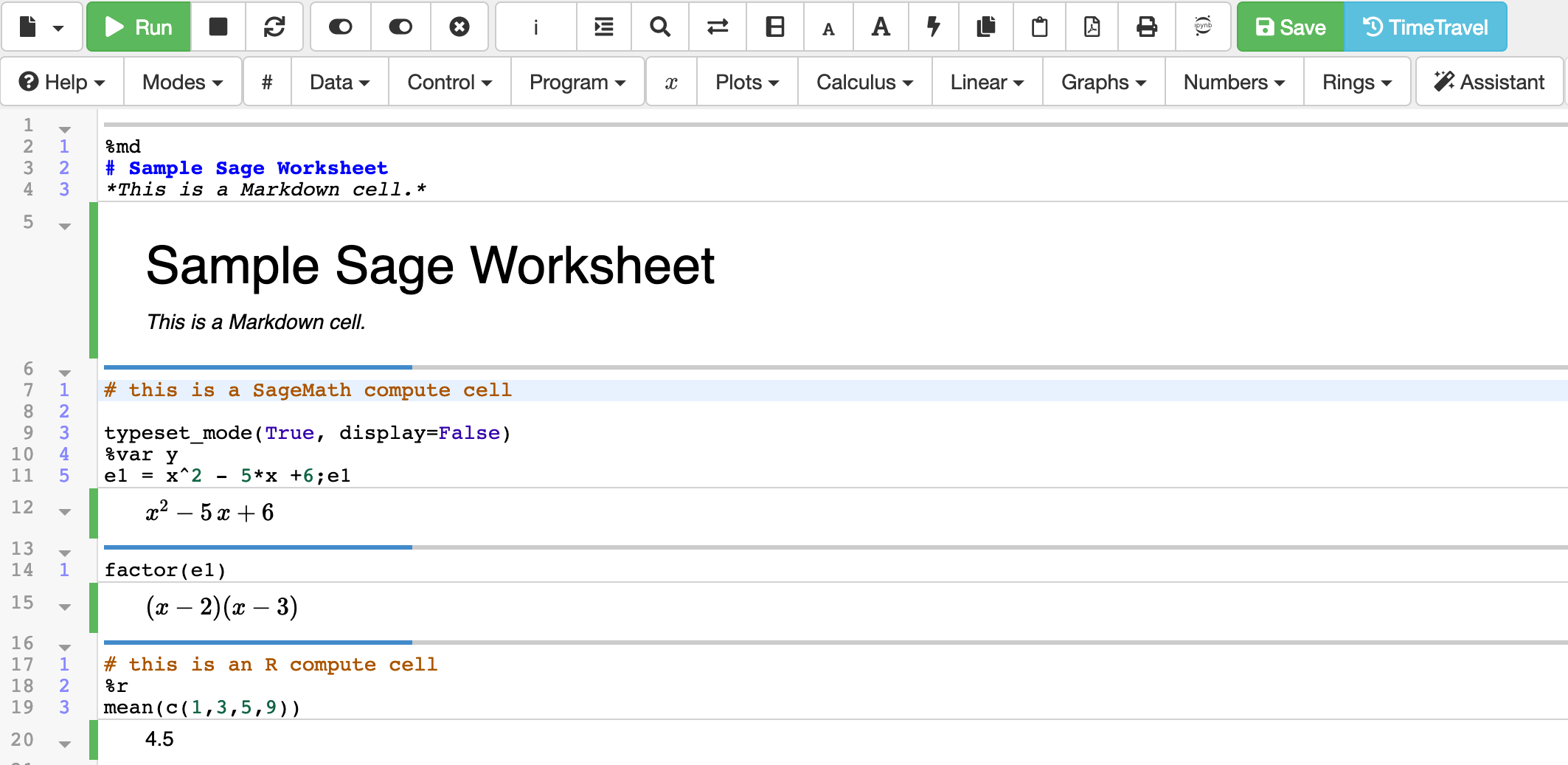 Sage Worksheets — CoCalc Manual documentation