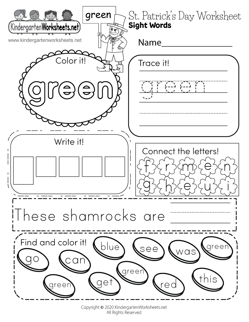 saint patrick day worksheet kindergarten