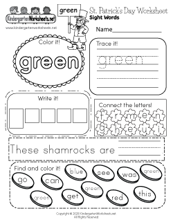 saint patrick day worksheet kindergarten