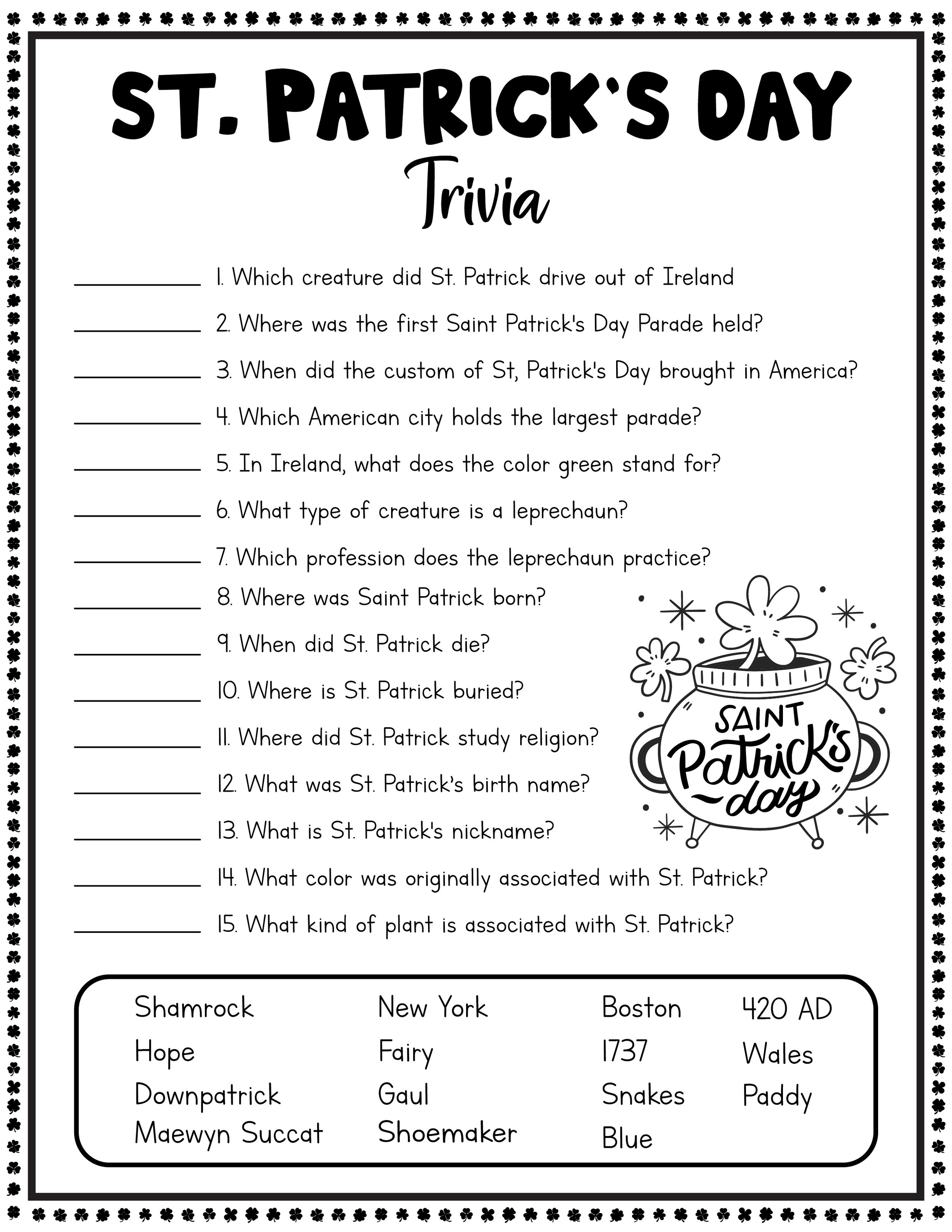 FREE St. Patricks Day Printables for Kids — xoxoerinsmith.com