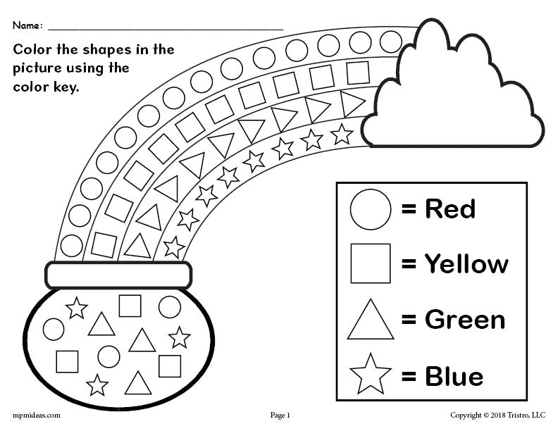 Printable St. Patricks Day Shapes Coloring Worksheet!