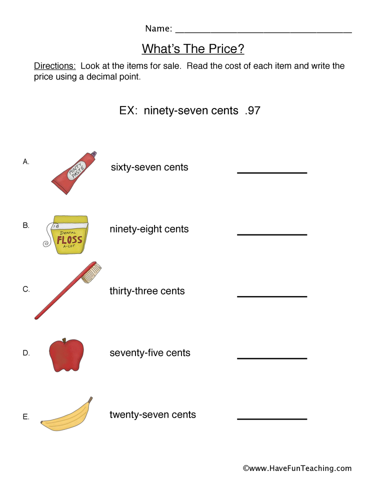 sale price worksheet