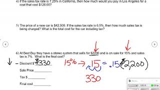 Sales Tax and Discount Worksheet problem 6 - YouTube