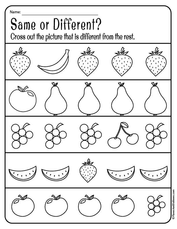 same and different activities for preschool