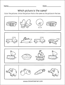 same and different preschool worksheet