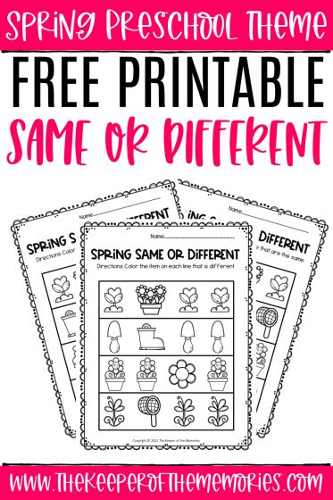 Toddlers Printables Worksheet Same and Different,Kindergarten ...