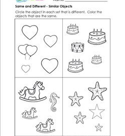 same and different worksheet for preschoolers