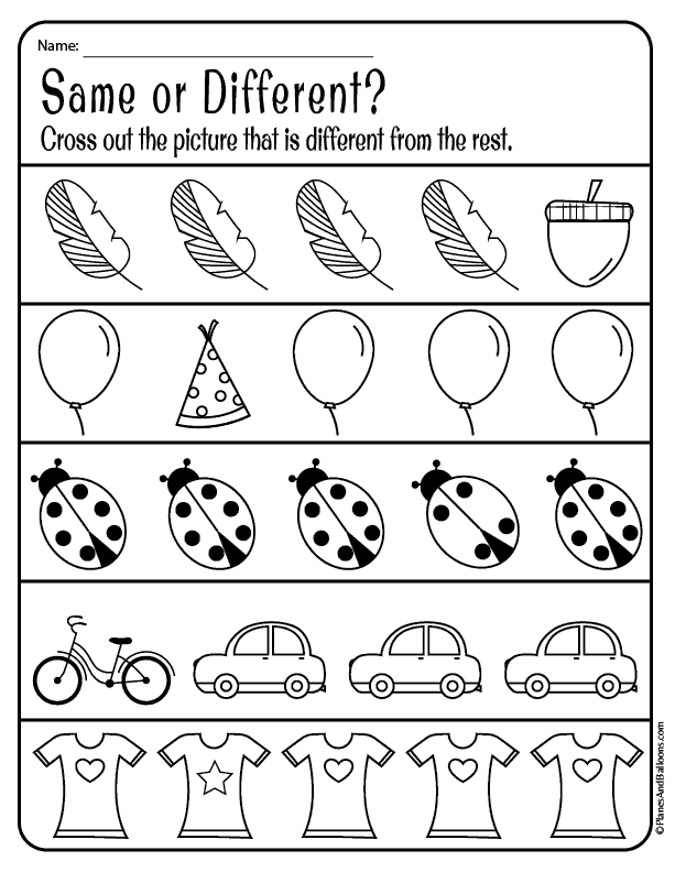 FREE Same and Different Worksheets for Preschool ⋆ The Hollydog Blog
