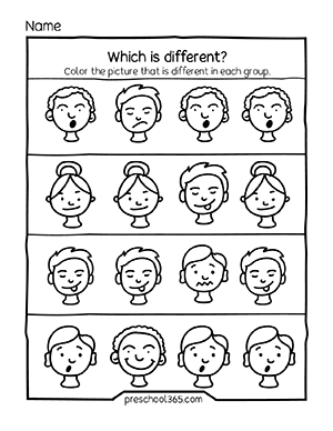 Same and Different Worksheets for Preschool