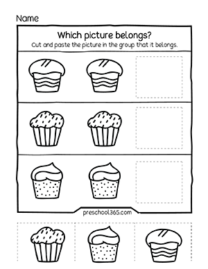 same and different worksheet preschool