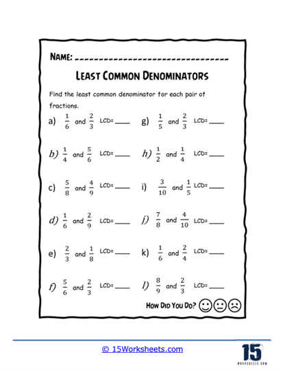 Common Denominators Worksheets - 15 Worksheets Library