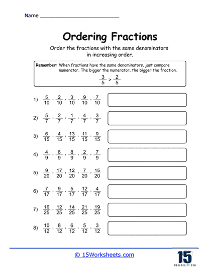 Ordering Fractions Worksheets - 15 Worksheets Library