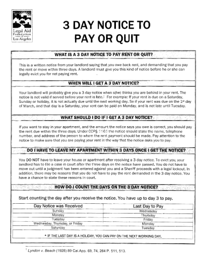 sample 3 day eviction notice in california