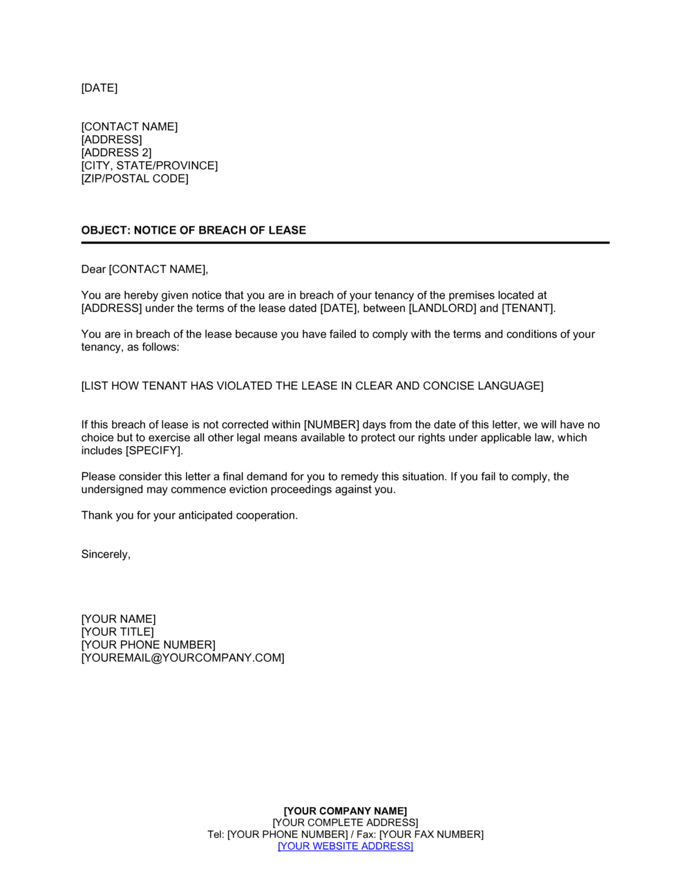 Notice of Breach of Lease Template 2024 [Download .docx ...