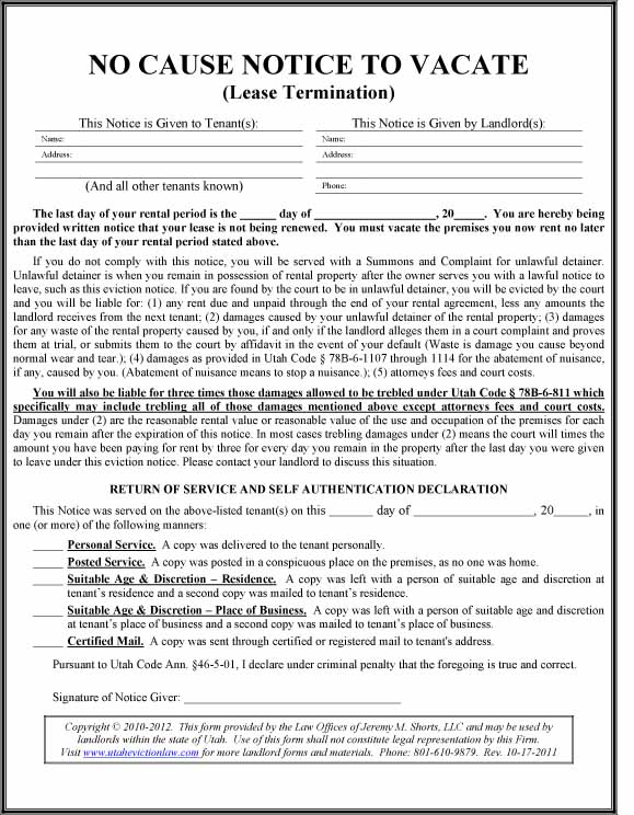 sample eviction notice for breach of lease