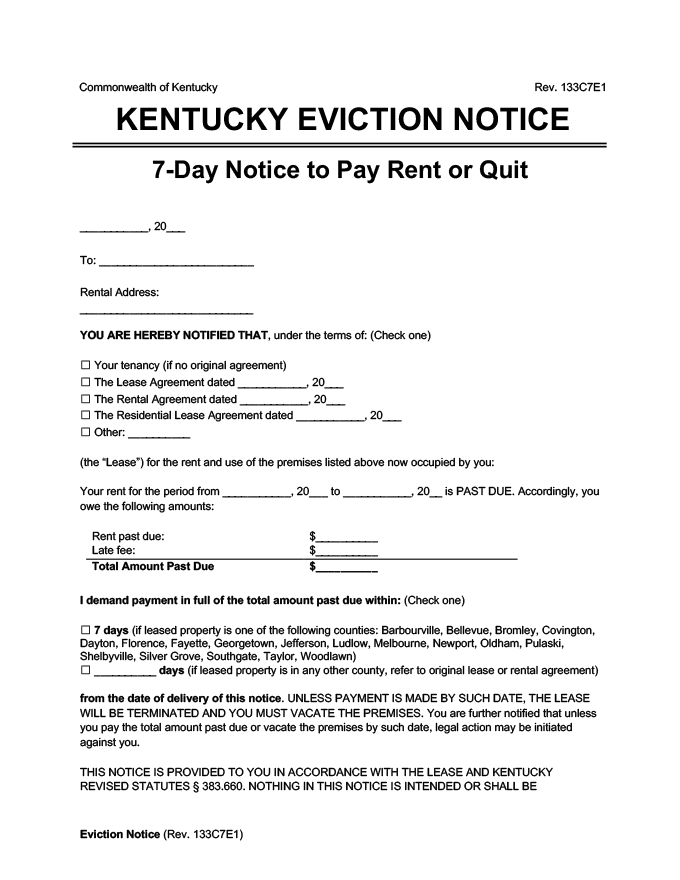 sample eviction notice for breach of lease