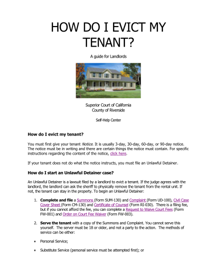 sample eviction notice for breach of lease