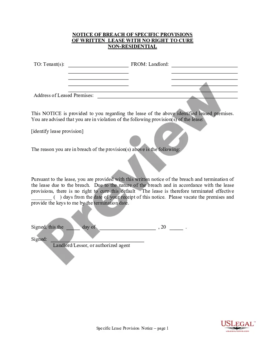 sample eviction notice for breach of lease