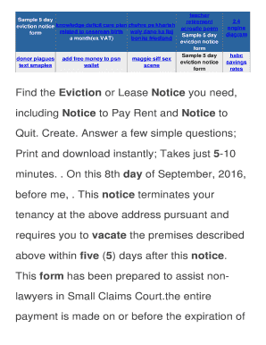 30 day eviction notice template Forms - Fillable &  Printable ...