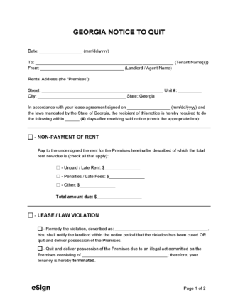 Free Georgia Eviction Notice Templates (2) | PDF | Word