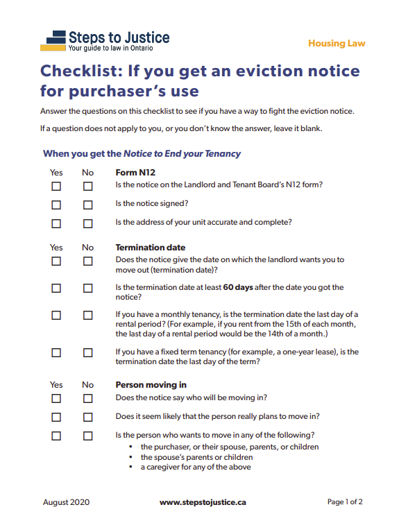 sample eviction notice in ontario