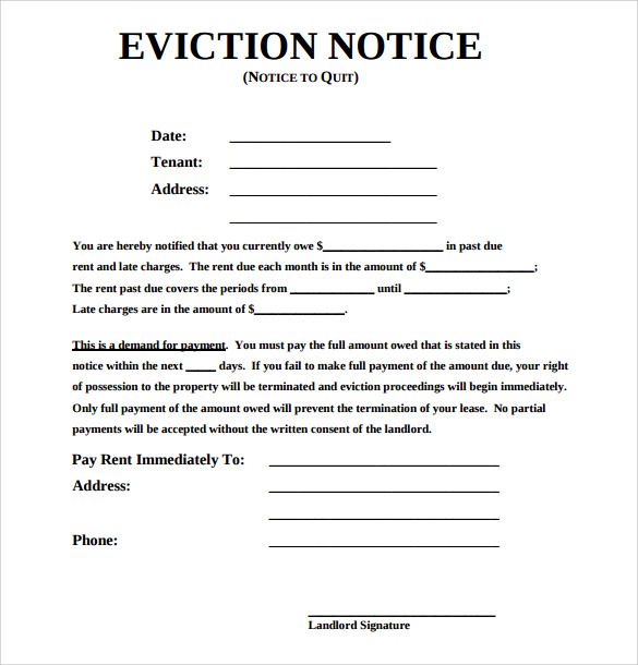 sample eviction notice in ontario
