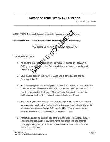Notice of Termination by Landlord (Philippines) - Legal Templates ...
