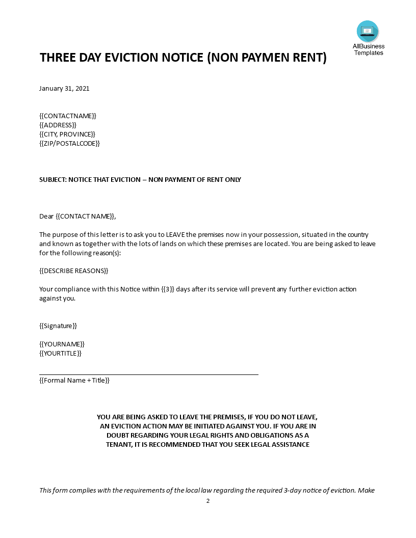 sample eviction notice in tagalog