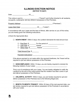 Free Illinois Eviction Notice Forms (4) - PDF | Word - eForms