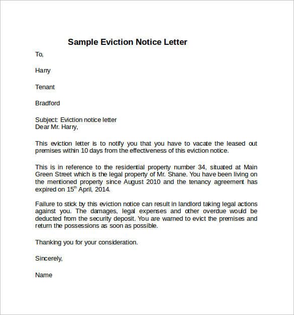sample eviction notice ireland