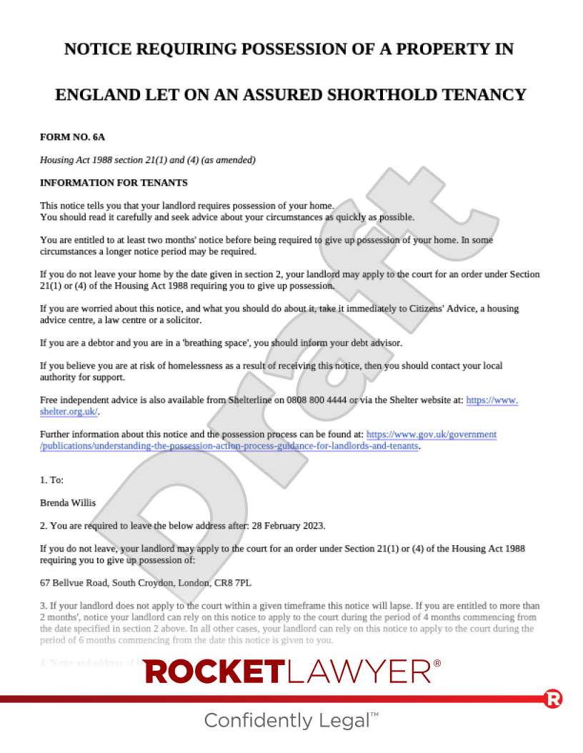 sample eviction notice ireland