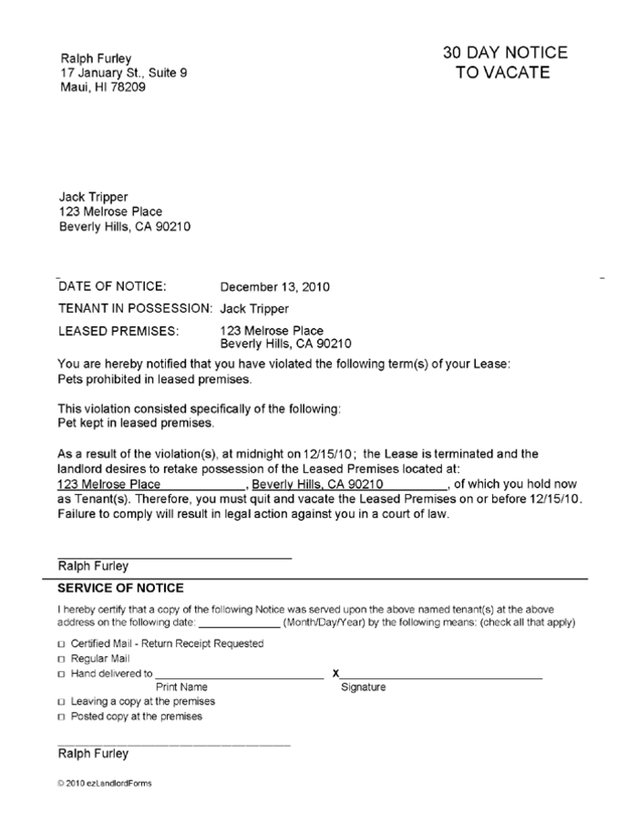sample eviction notice letter maryland