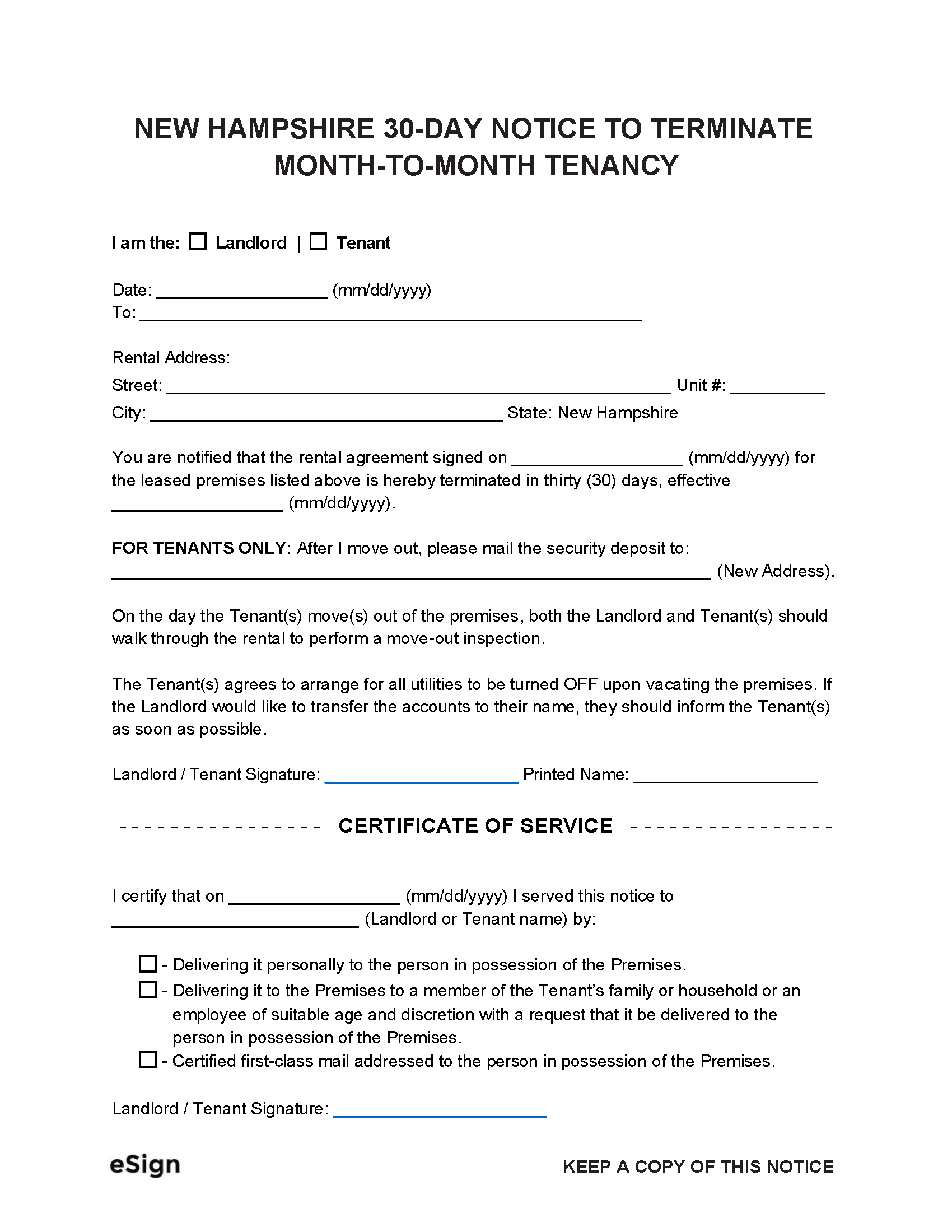 Free New Hampshire 30-Day Notice to Quit | Lease Termination ...