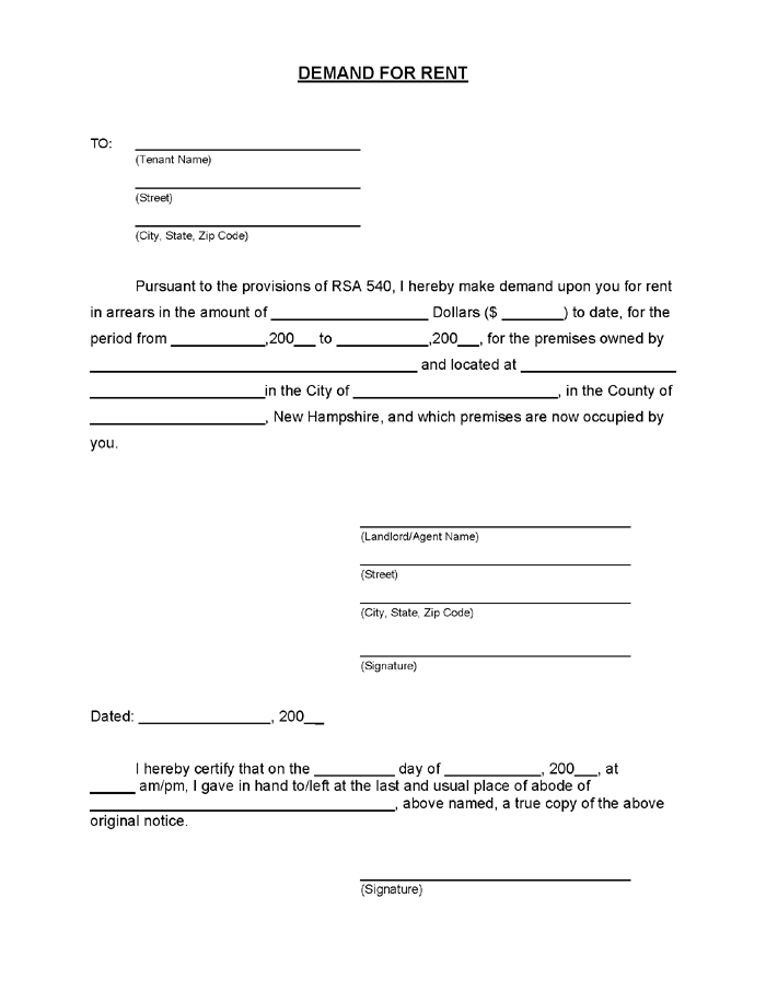 sample eviction notice new hampshire