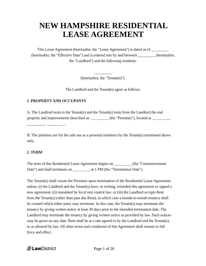 sample eviction notice new hampshire