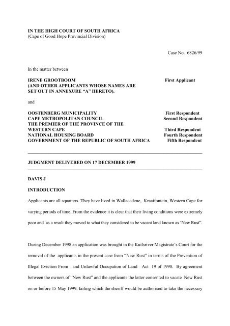 sample eviction notice south africa