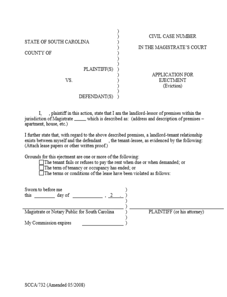 sample eviction notice south carolina