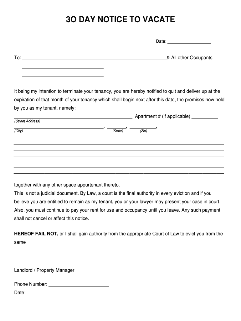 30 day notice vacate: Fill out &  sign online | DocHub