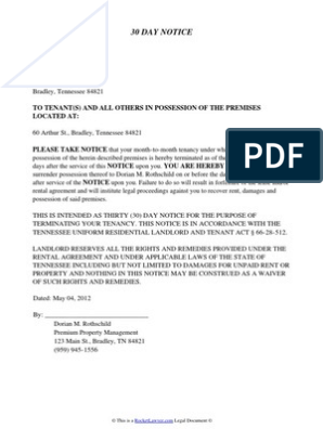 sample eviction notice tennessee
