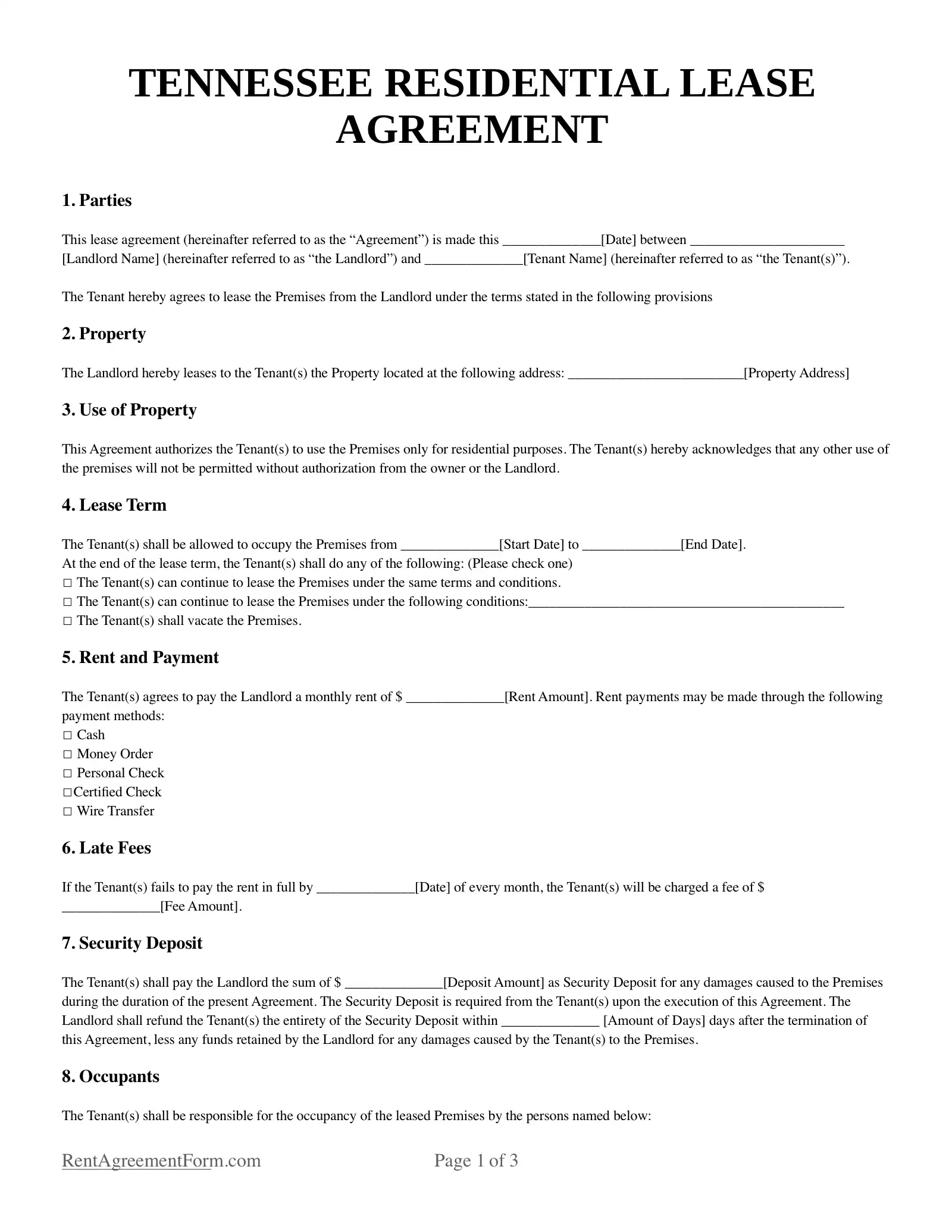 sample eviction notice tennessee