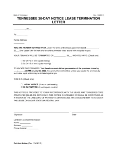 Free Tennessee 30-Day Notice to Vacate | Lease Termination Letter ...