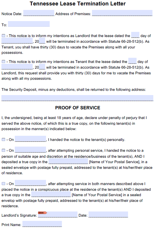 sample eviction notice tennessee