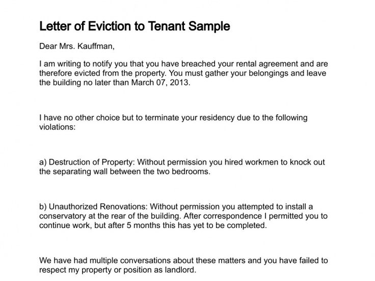 sample eviction notice to tenant in india