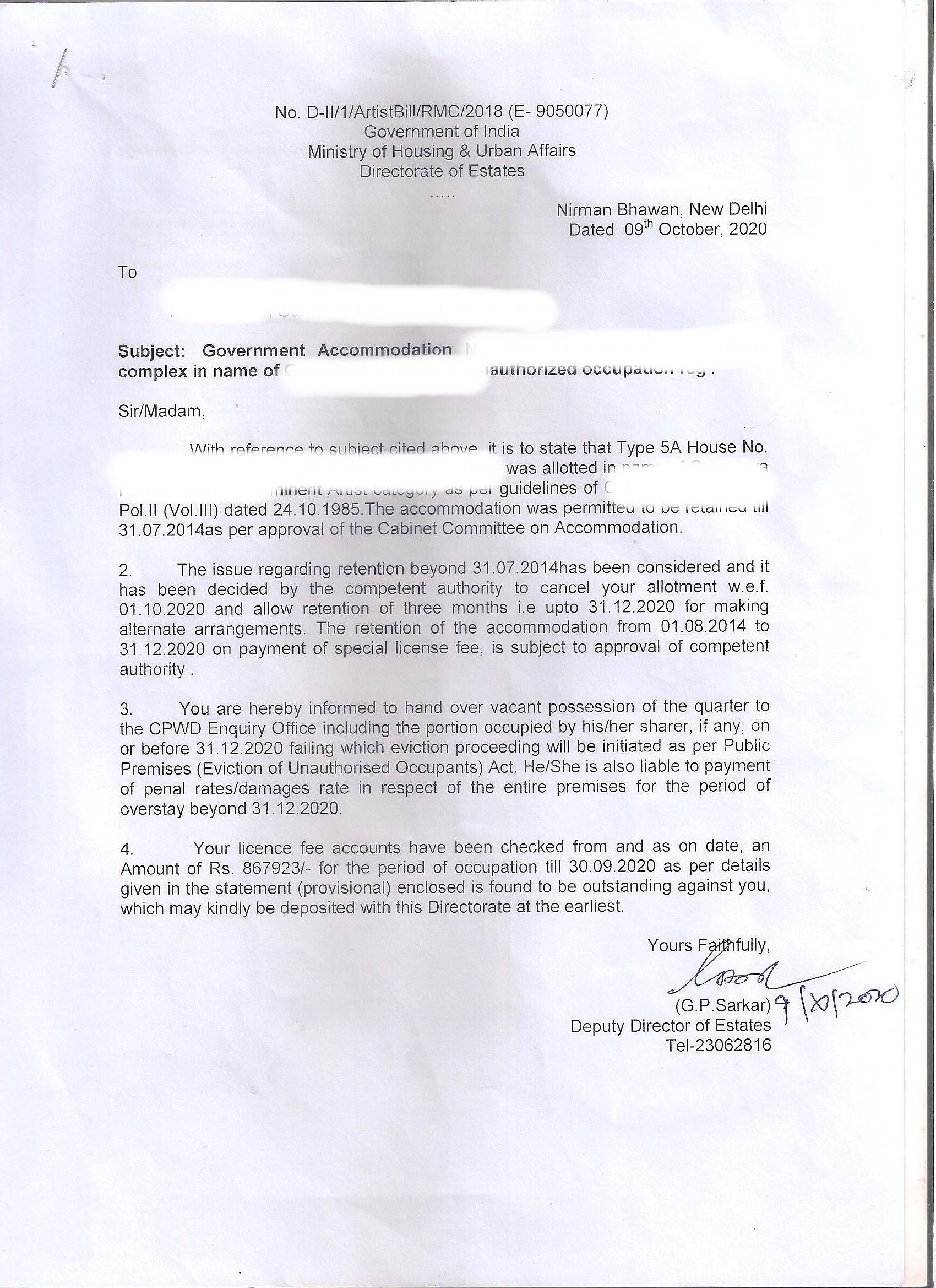 sample eviction notice to tenant in india
