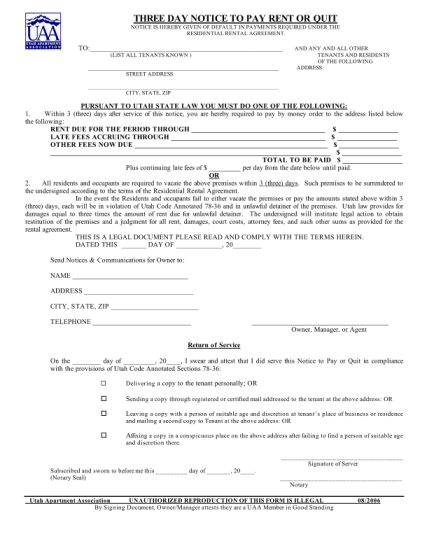 sample eviction notice vermont
