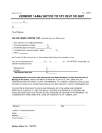 sample eviction notice vermont
