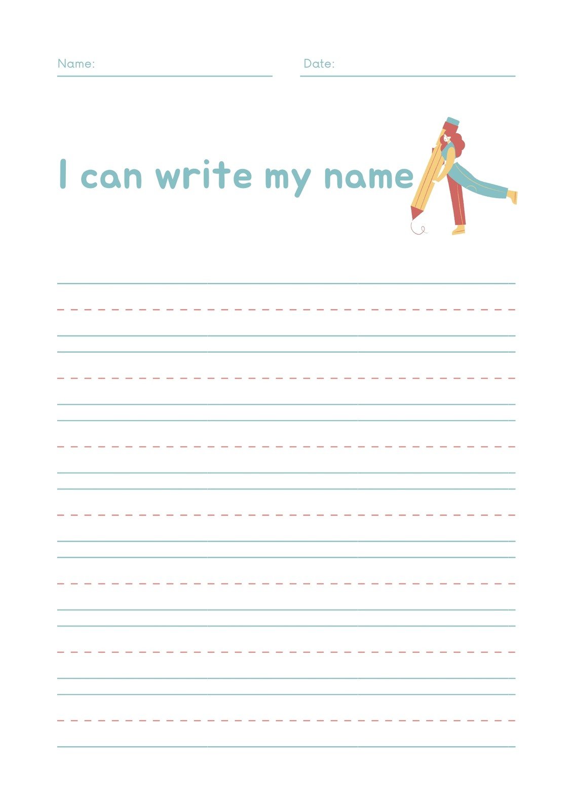 Free custom printable handwriting worksheet templates 