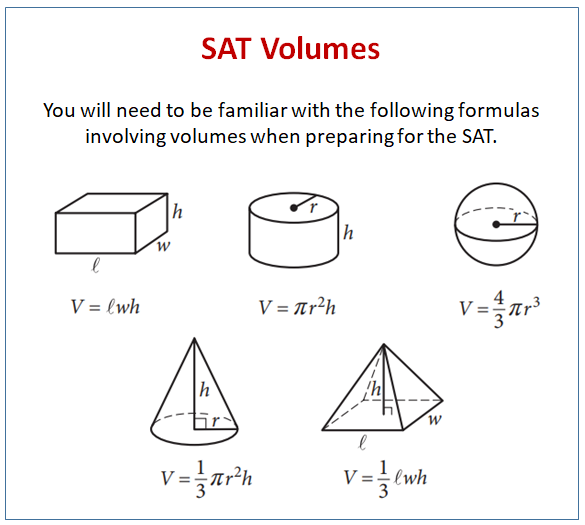SAT Questions : Volume (examples, solutions, worksheets, videos ...
